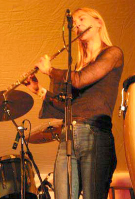 Kate on stage at Priddy Folk Fayre